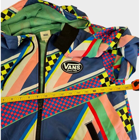 VANS Hooded Windbreaker Unisex Full Zip Pockets Multi Color & Pattern - Picture 5 of 10